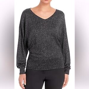JACOB SEQUINNED GLITTERY KNIT SWEATER V NECK BLACK INSIZE M/L